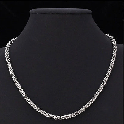Titanium Steel Chain Necklace with Twisted Singapore Design in Silver
