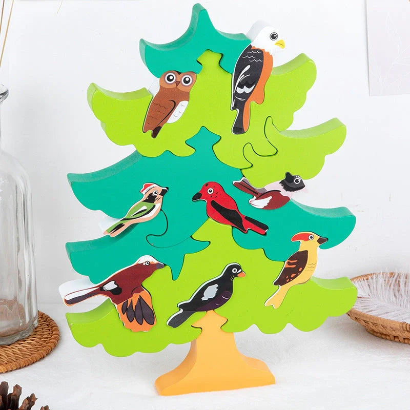 Wooden Bird Tree 3D Jigsaw Puzzle for children aged 4-6, educational toy