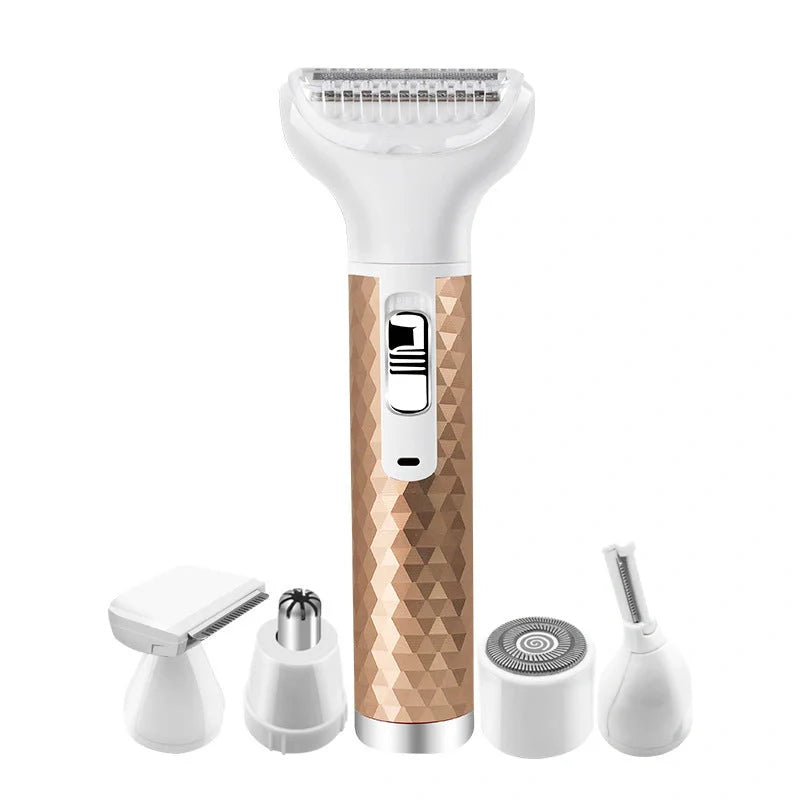 Portable electric razor for women with five interchangeable heads