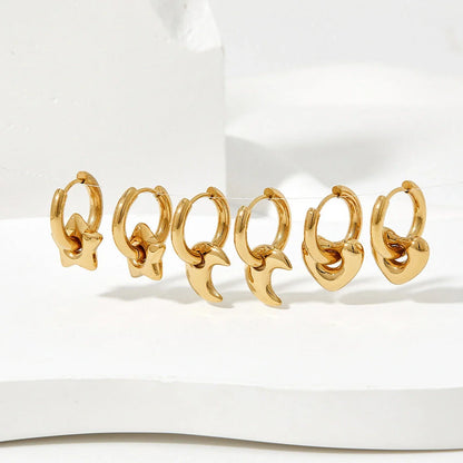 Elegant stainless steel earrings with a glossy finish, available in classic gold and silver tones.