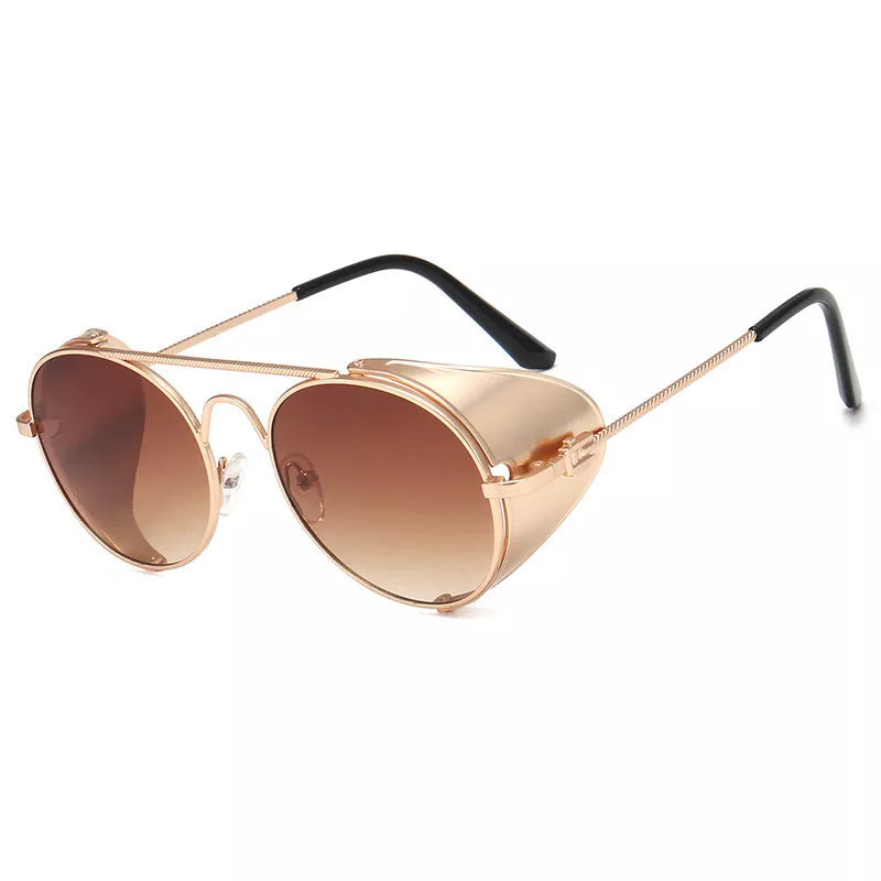 Steampunk sunglasses with UV400 protection and vintage metal frames in various colours