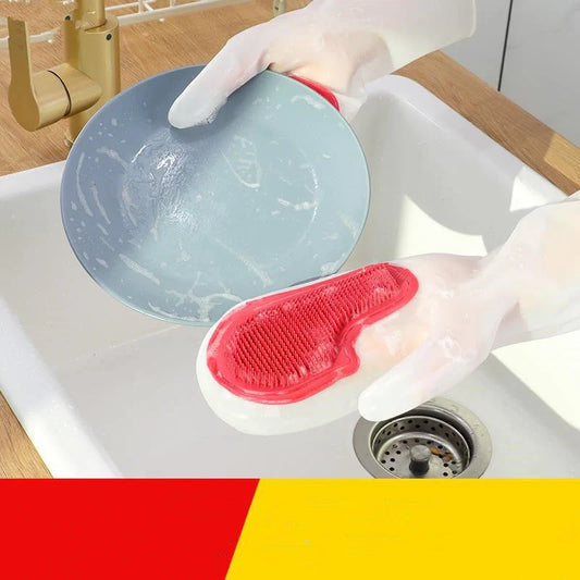 White Transparent Magic Silicone Gloves for waterproof dishwashing and cleaning