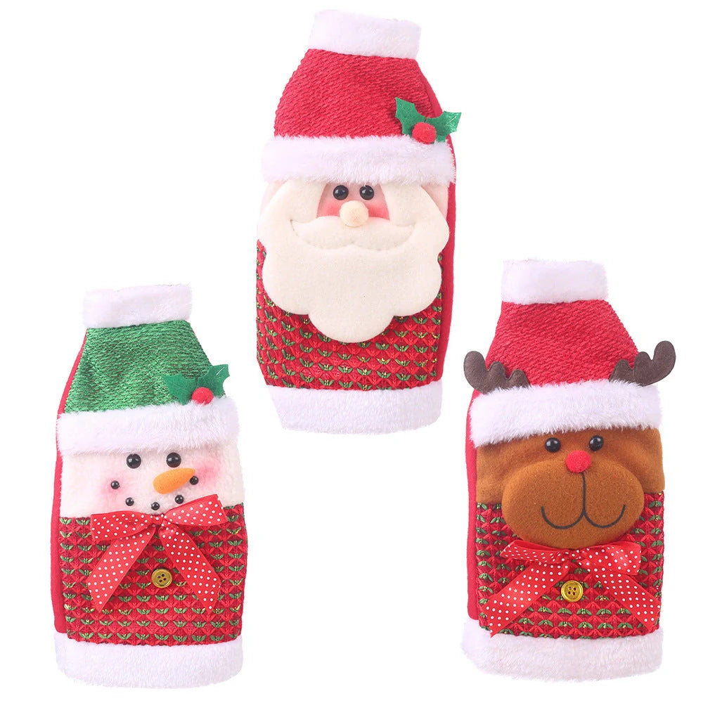 Festive Christmas wine bottle socks in vibrant colours, 14cm x 31cm