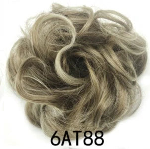 Synthetic wavy curly messy hair bun for women, 12cm diameter, high temperature wire