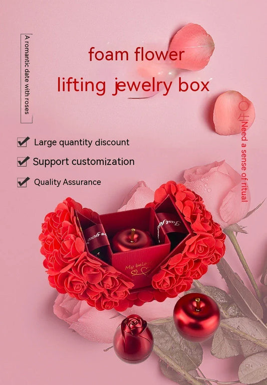 Eternal Rose Jewelry Box Set with Handmade Preserved Flowers and Crystal Pendant Necklace