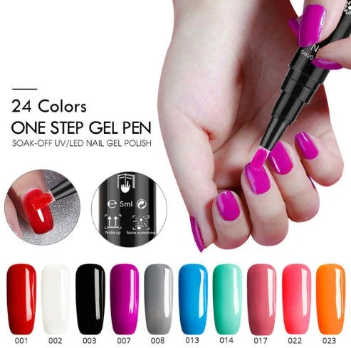3-in-1 Gel Nail Varnish Pen with Glitter for easy one-step nail art
