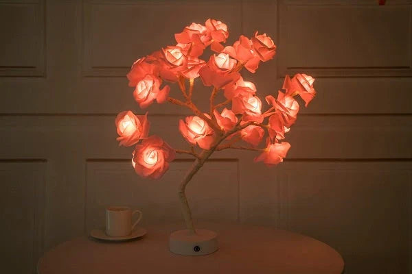 Enchanting Rose Flower Lamp with warm, soothing lighting and USB/battery power options for versatile home decor