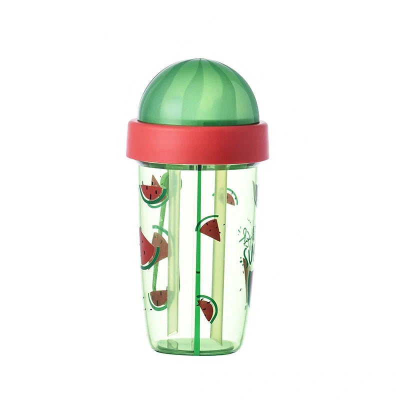 Double straw cup with leak-proof design in vibrant colors