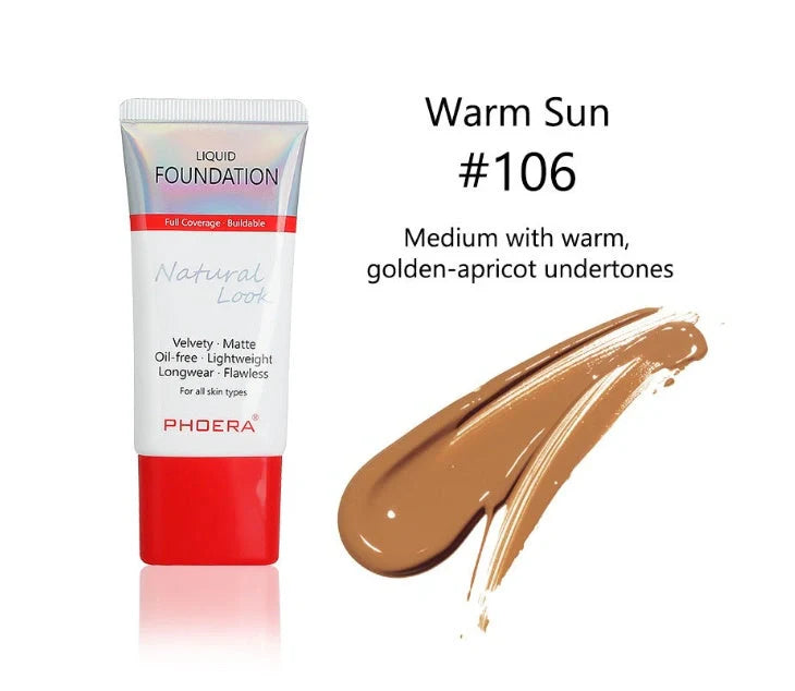 Matte Silky Tube Liquid Foundation in various shades for a flawless finish
