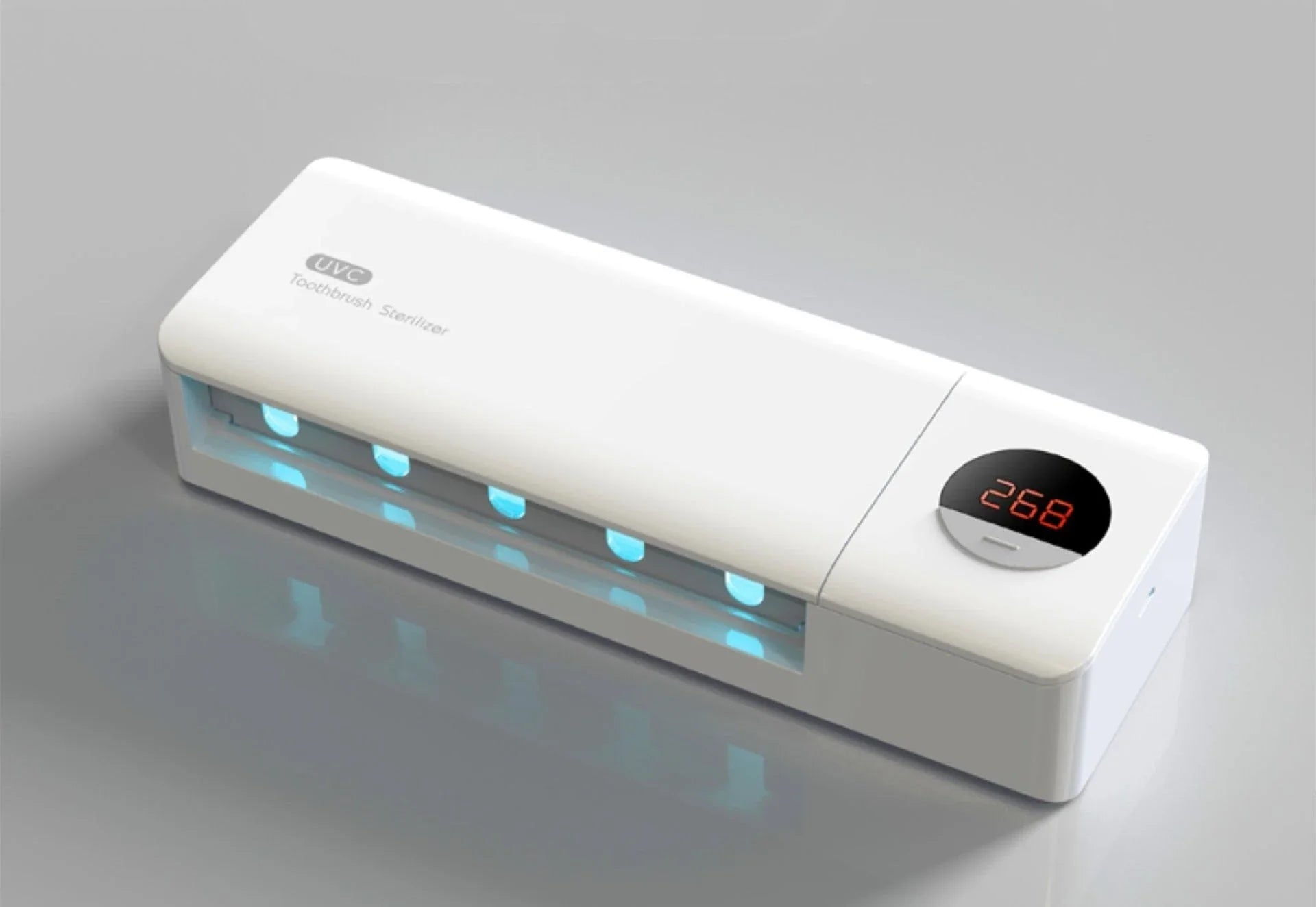 Rechargeable UV Toothbrush Sanitizer in multiple color options, featuring a sleek and compact design for home and travel use