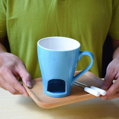 Versatile ceramic mug with built-in hot pot for making delicious desserts and drinks