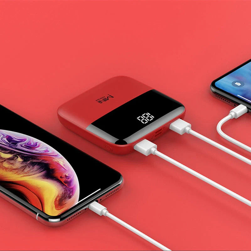 10000mAh Mini Power Bank in various colours with USB Type-C and Micro USB inputs