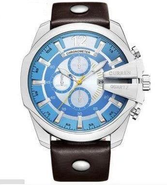A premium wristwatch with a large dial and three sub-dials, showcasing a sophisticated and stylish design.