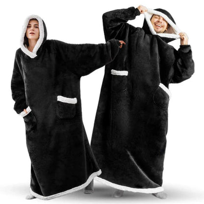 Comfy oversized TV hoodie blanket in various stylish colors, perfect for cozy movie nights and relaxation at home.