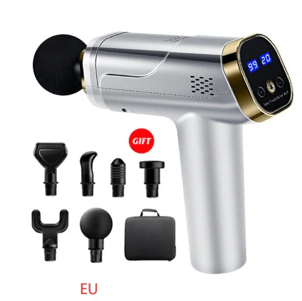Touch Screen Fascia Gun Muscle Massager with six interchangeable heads