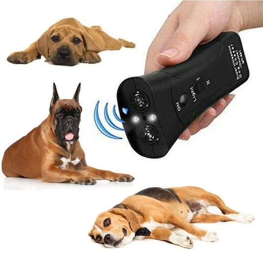 3-in-1 Anti Barking Dog Training Device with ultrasonic repeller and LED flashlight