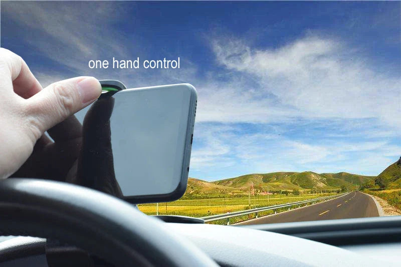 Versatile 360-degree rotating car phone mount with sleek black design, made with premium materials for secure and convenient smartphone use while driving