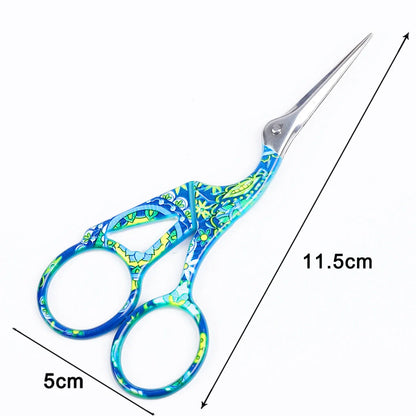 Elegant stainless steel crane embroidery scissors in various colors