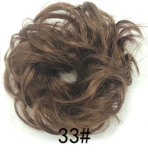 Synthetic wavy curly messy hair bun for women, 12cm diameter, high temperature wire