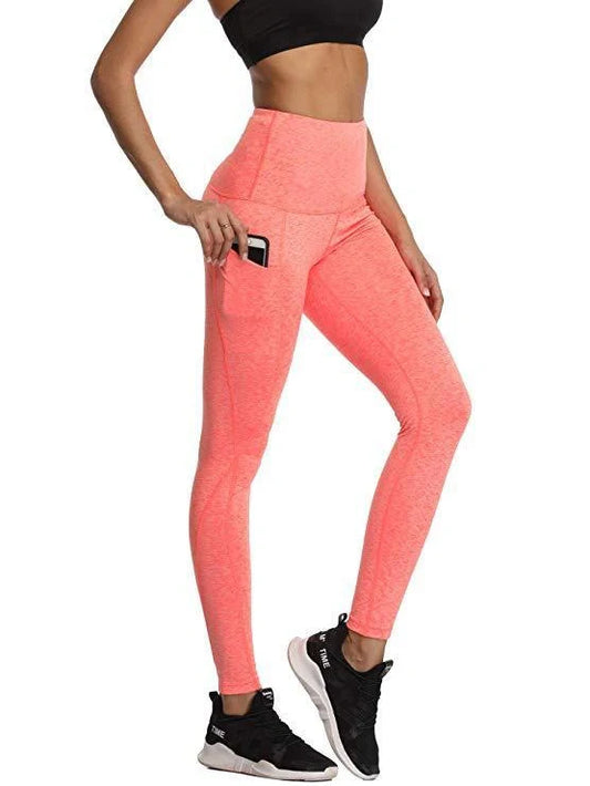 Women's lightweight mesh yoga pants with pockets in various colours