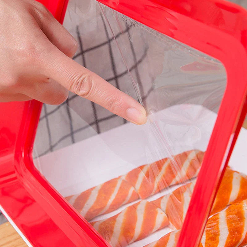 Premium food-preserving vacuum trays for fridge storage in black, green, red, and gold colours