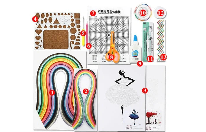 Premium DIY Quill Art Craft Kit with multicoloured paper strips and essential tools for paper quilling