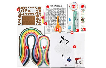 Premium DIY Quill Art Craft Kit with multicoloured paper strips and essential tools for paper quilling