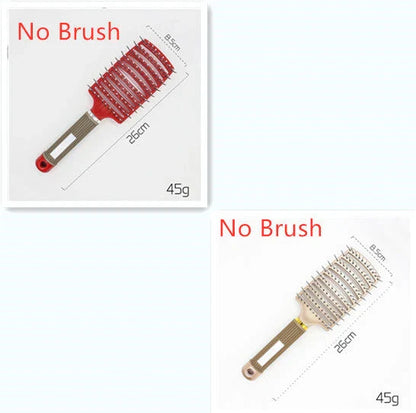 A premium hair brush with a sleek design, featuring soft bristles and a rounded massage function for healthy, detangled hair