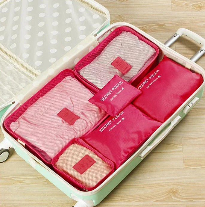 Premium waterproof nylon travel organizer set with mesh panels for easy visibility and organization