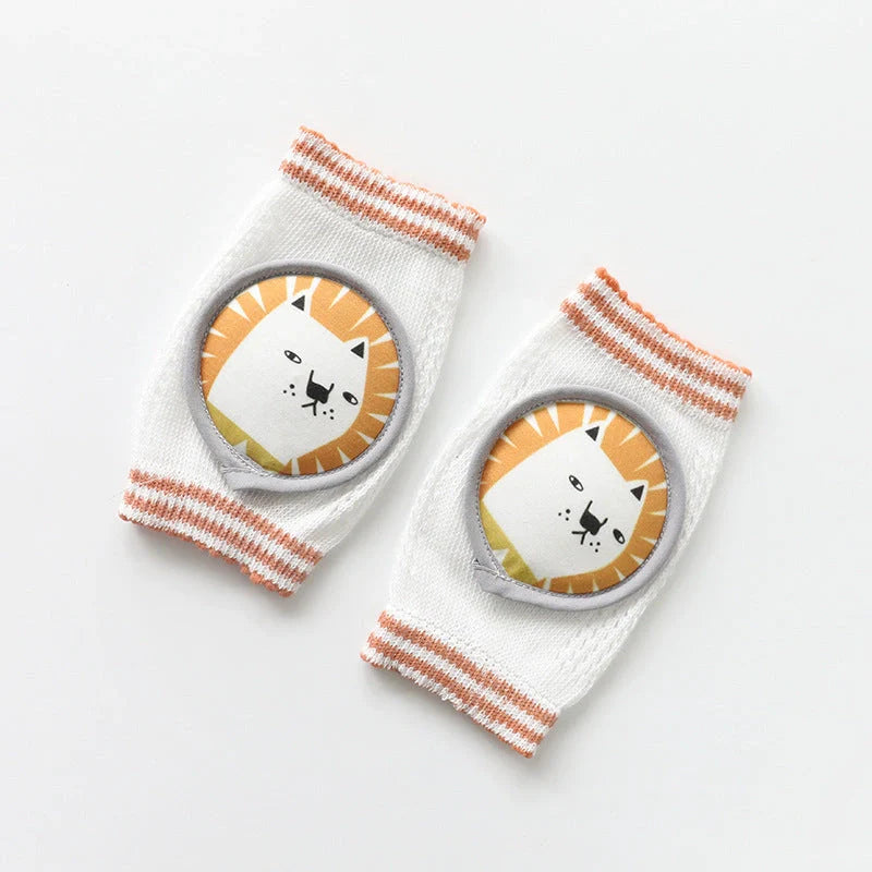 Children's breathable cotton knee pads with cartoon animal designs for crawling infants