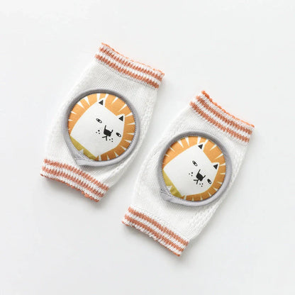 Children's breathable cotton knee pads with cartoon animal designs for crawling infants