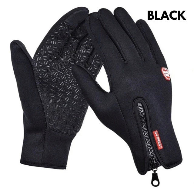 Warm, touchscreen-friendly motorcycle riding gloves made with cozy polar fleece lining for superior insulation and grip