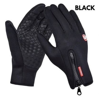 Warm, touchscreen-friendly motorcycle riding gloves made with cozy polar fleece lining for superior insulation and grip