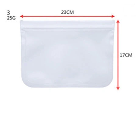 Reusable fresh keeping food storage bags made of durable PEVA material with silica gel and silicone for long-lasting food freshness