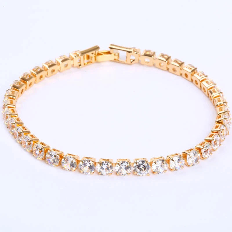 Luxury cubic zirconia tennis bracelet for women and men, available in multiple colours and sizes.