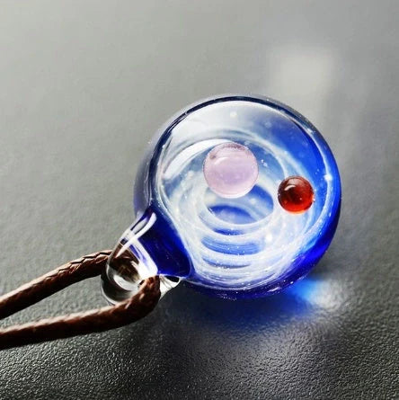 Cosmic Nebula Pendant Necklace with celestial glass ball design