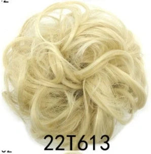 Synthetic wavy curly messy hair bun for women, 12cm diameter, high temperature wire