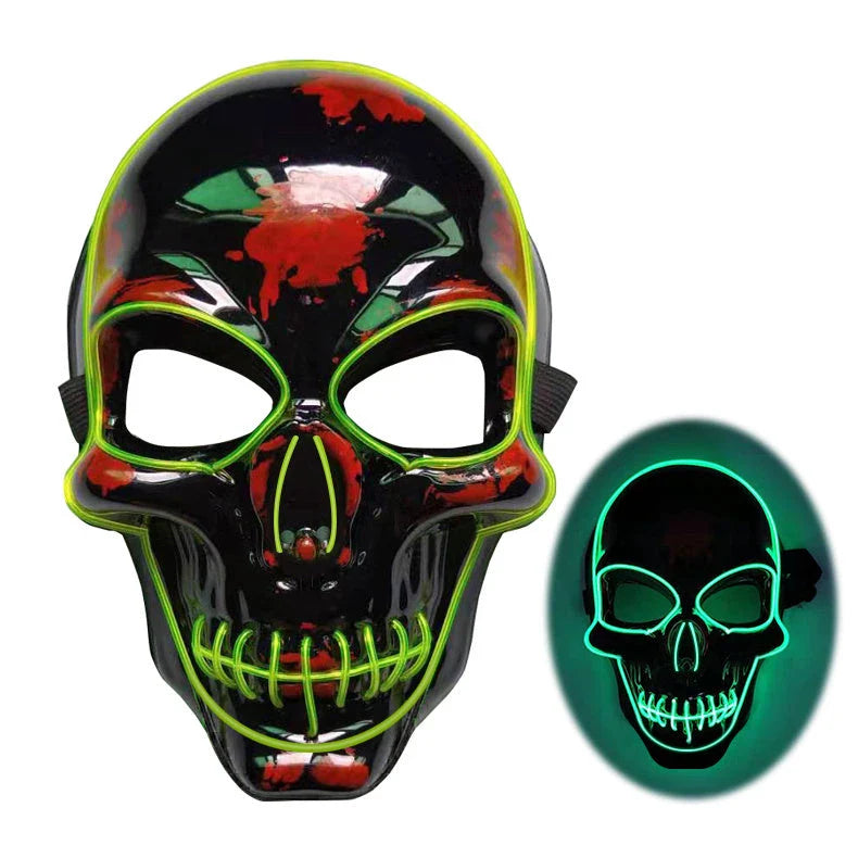 Spooktacular LED Skeleton Mask in a variety of vibrant colours, featuring four lighting modes for the perfect eerie ambiance