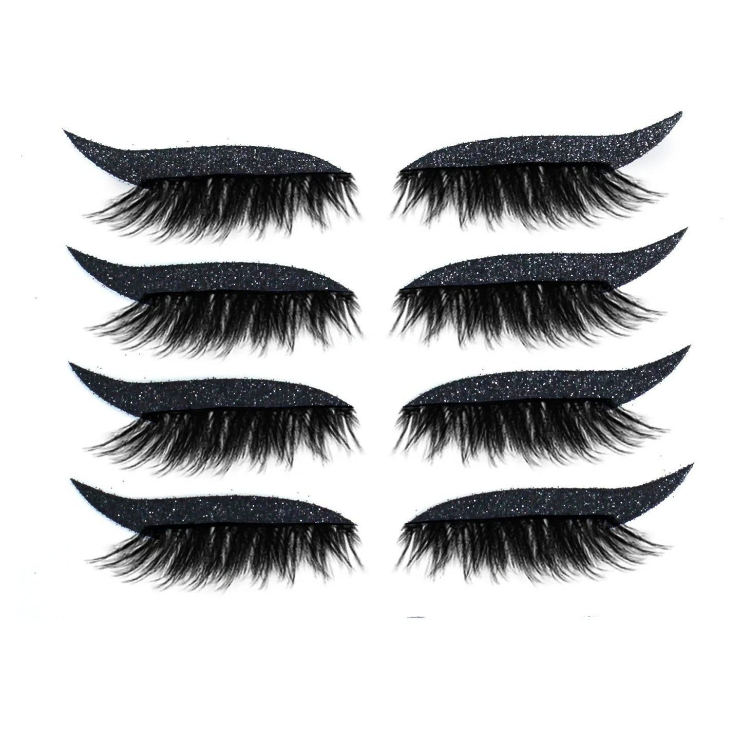 Glitter eyeliner stick and false eyelash set in various colours for eye makeup enhancement