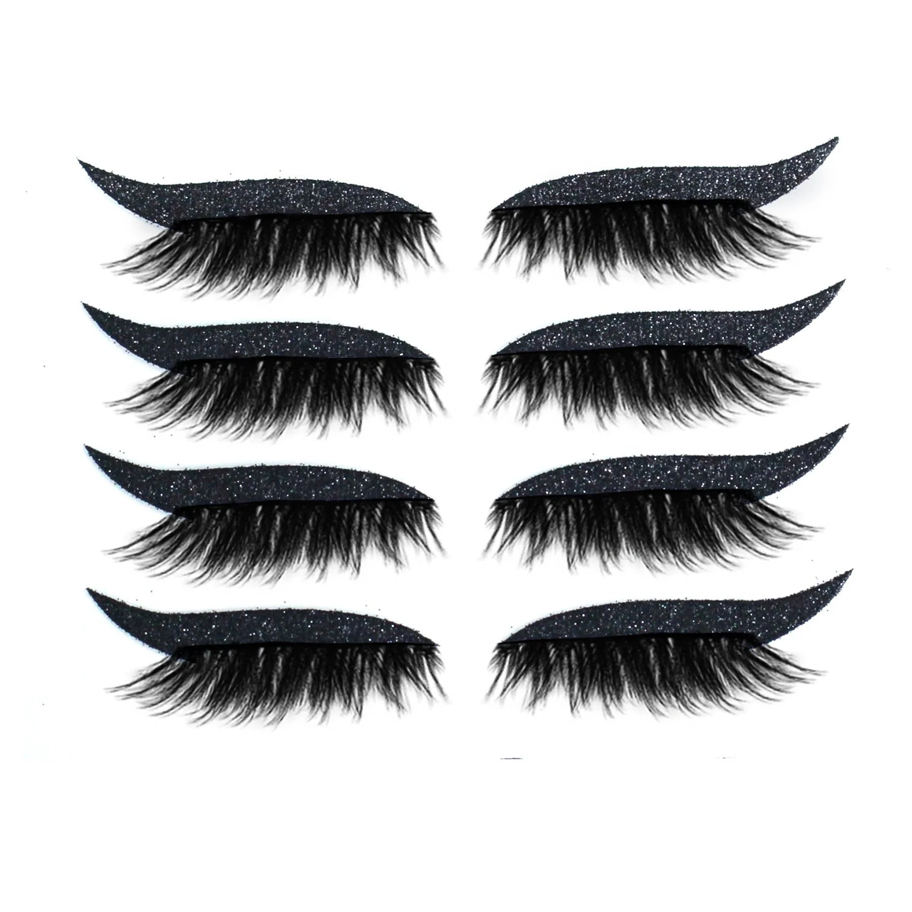 Glitter eyeliner stick and false eyelash set in various colours for eye makeup enhancement