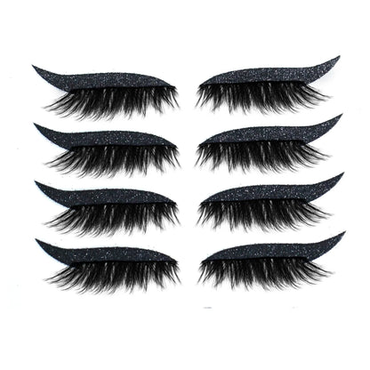 Glitter eyeliner stick and false eyelash set in various colours for eye makeup enhancement