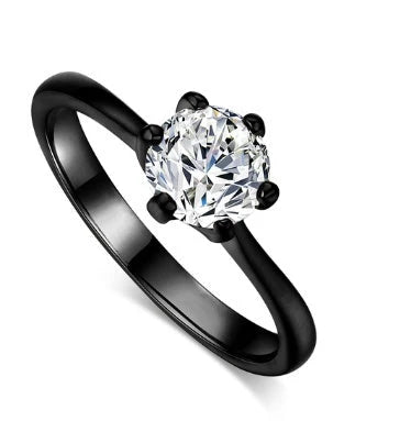 Elegant rose gold and zircon ring with a geometric design and sparkling zircon stones
