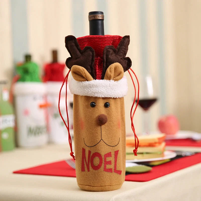 Festive Christmas wine bottle socks in vibrant colours, 14cm x 31cm
