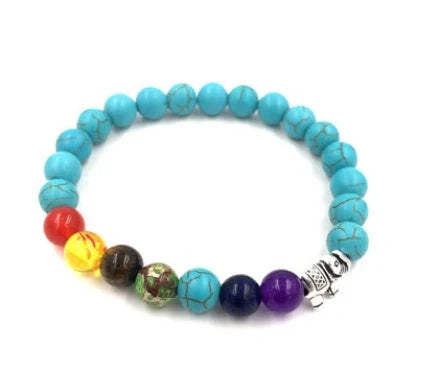 Stylish 8mm Agate Volcanic Stone Chakra Bracelet in various colours