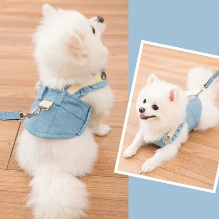 A stylish and comfortable dog harness and leash set in a variety of vibrant colours and patterns
