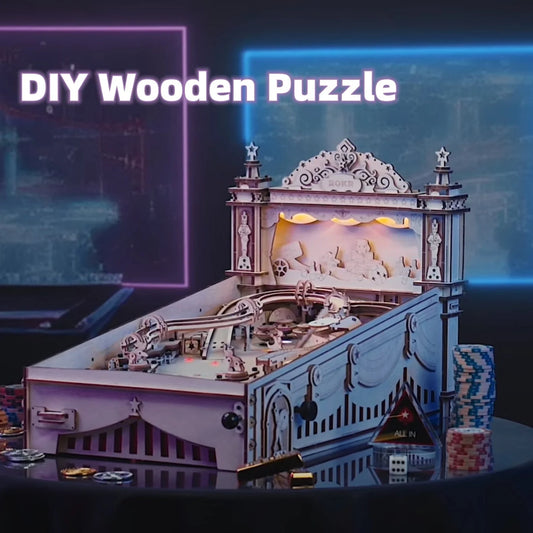 Robotime ROKR DIY Pinball Machine 3D Wooden Puzzle with colourful LED effects