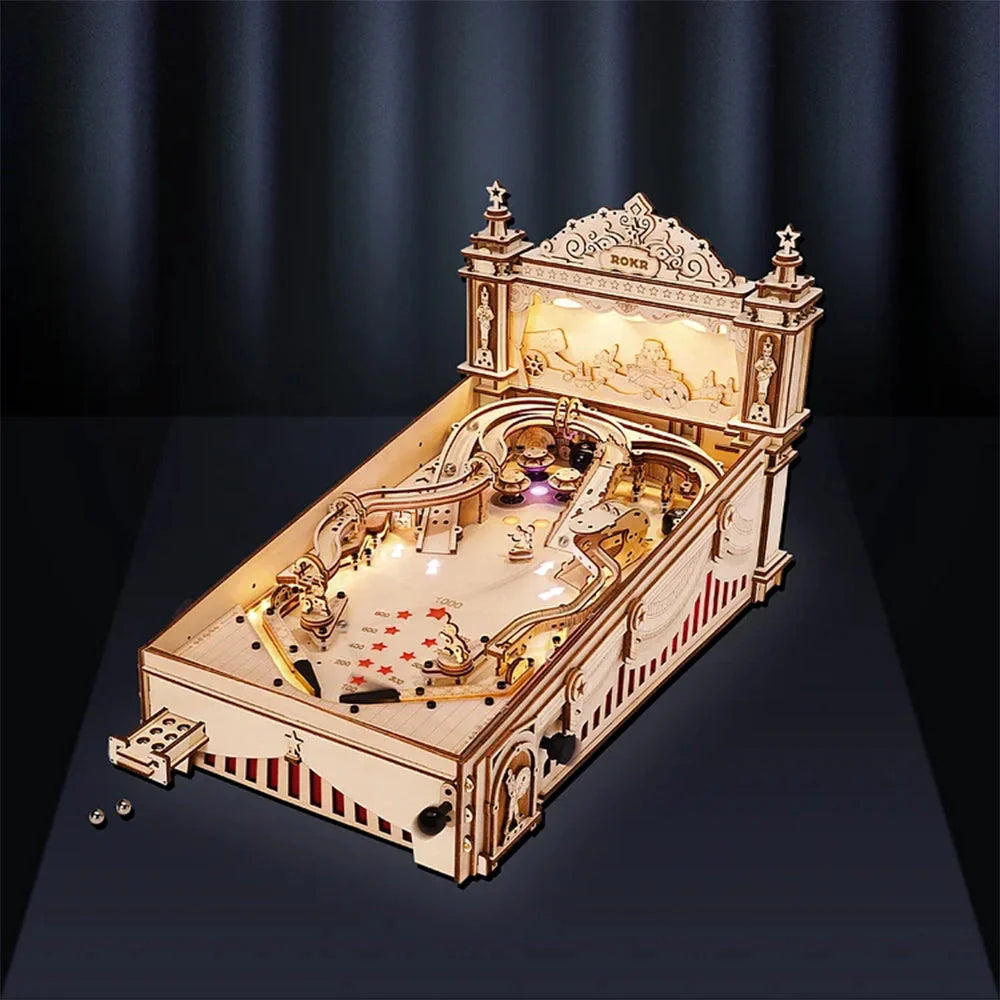 Robotime ROKR DIY Pinball Machine 3D Wooden Puzzle with colourful LED effects