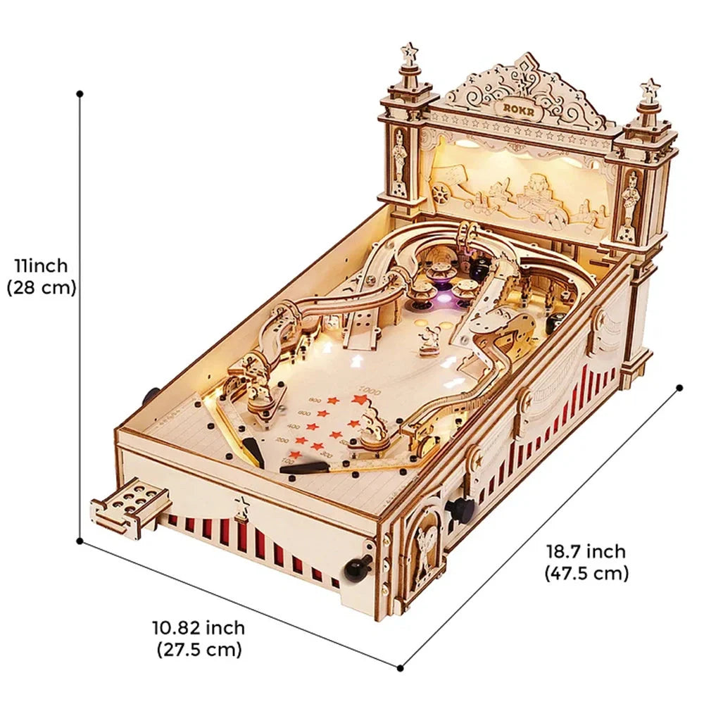 Robotime ROKR DIY Pinball Machine 3D Wooden Puzzle with colourful LED effects