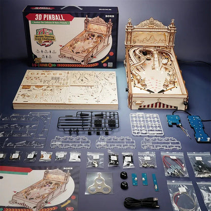Robotime ROKR DIY Pinball Machine 3D Wooden Puzzle with colourful LED effects