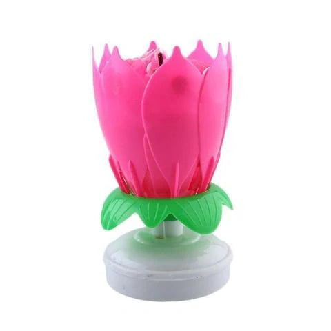 Musical Lotus Candles in various colours, showcasing the elegant lotus design and music feature